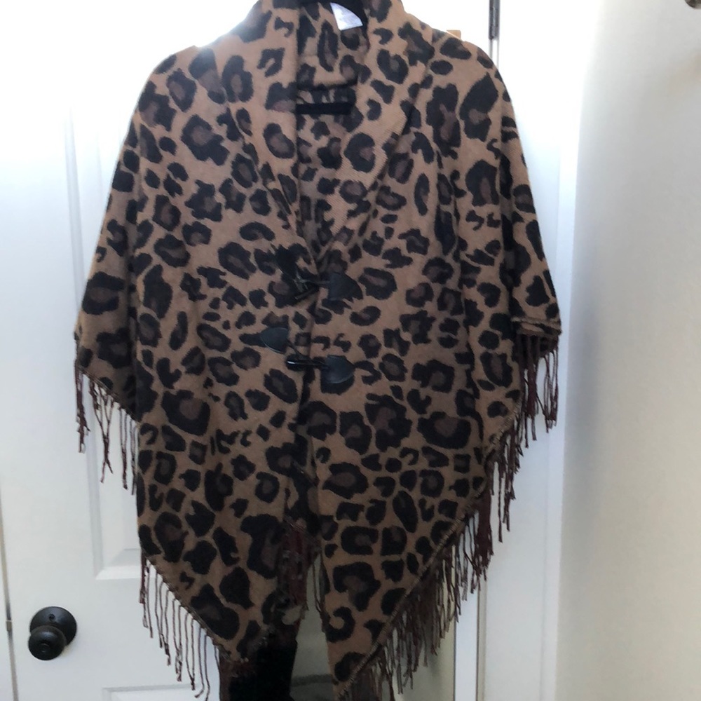 New without tags Leopard Poncho